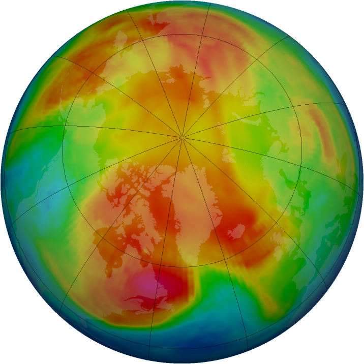 Arctic ozone map for 22 January 1985